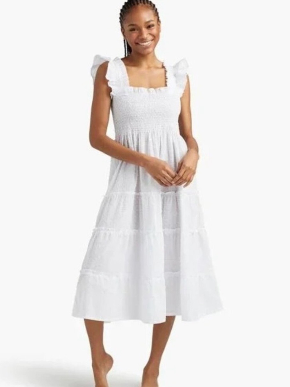 Hill House The Ellie Nap Dress in White Swiss Dot Size medium